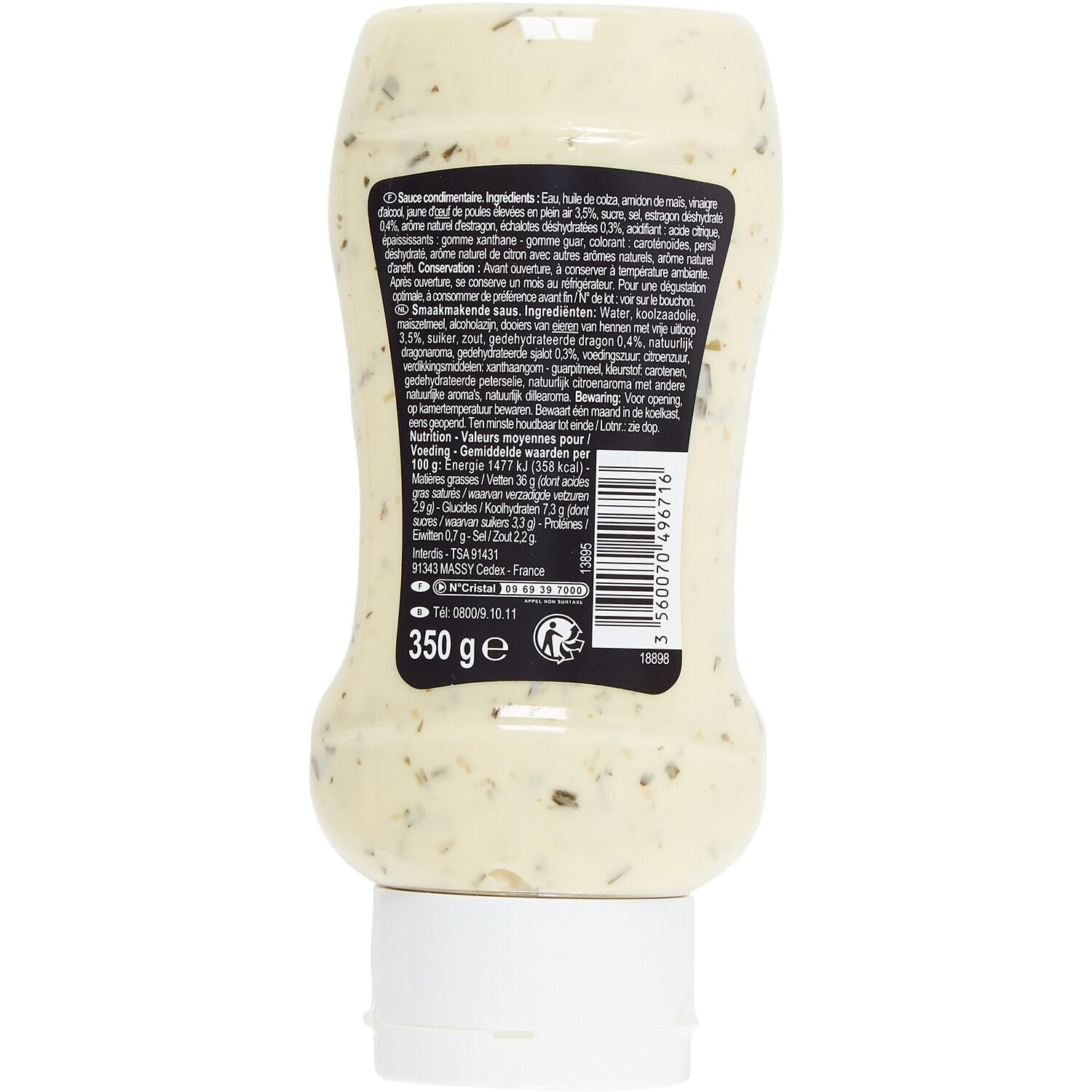 CARREFOUR Sauce Béarnaise - Format Pratique 350 g - Pot en Plastique à Ouverture Facile - Saveur Authentique d'Estragon et d'Échalotes - Idéale pour Viandes et Poissons - Lot de 4
