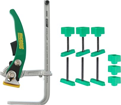 MICROJIG Matchfit Ratchet Clamp & 2" Dovetail Track Hardware 6-PACK Bundle - Track Saw Compatible, Anti-Pivot Spring Technology, Versatile & Powerful Clamping for Jigs & Projects, DVC-700RAP+DV2.0