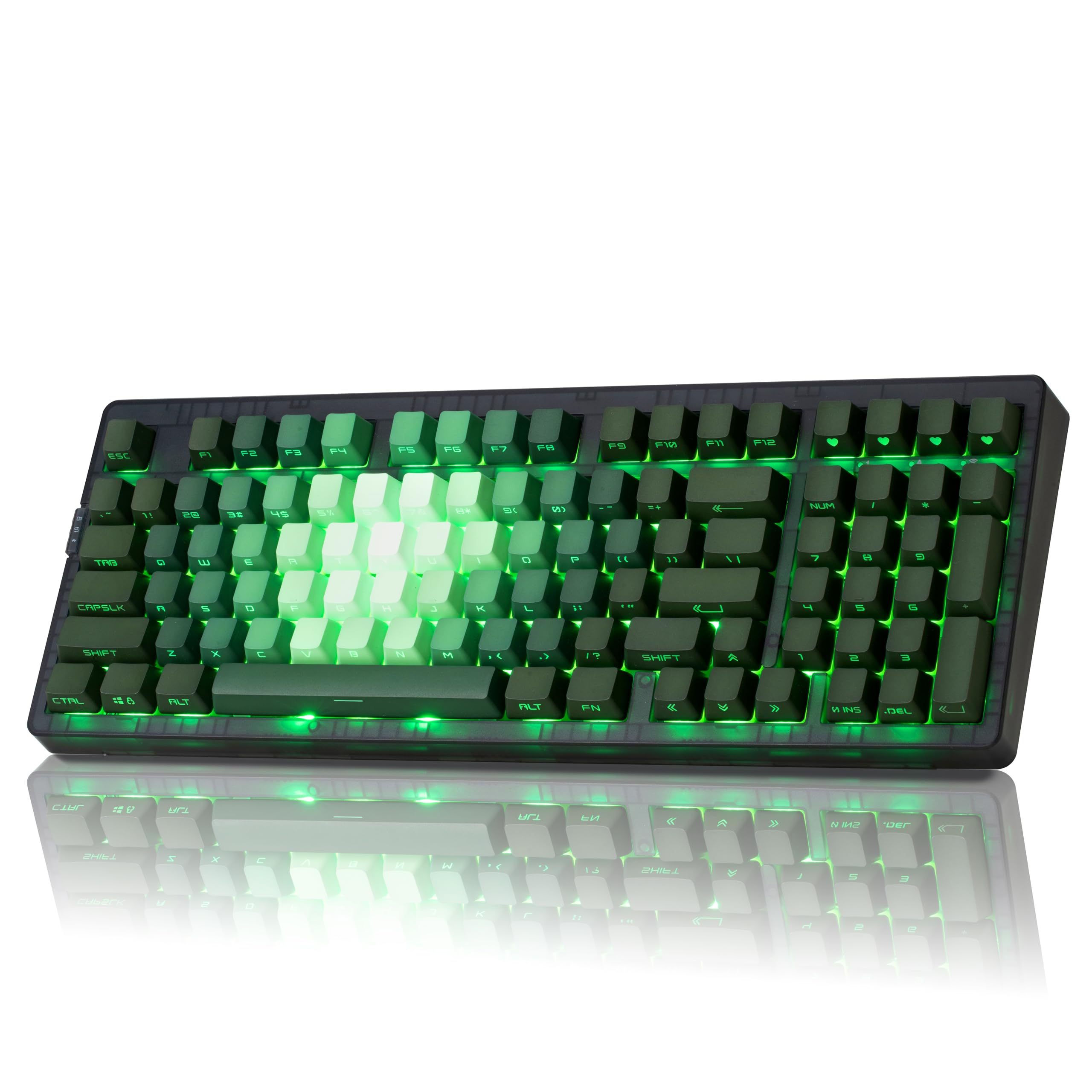 ZORNHER ZH980 Mechanical Keyboard Wireless,95% Green Creamy Keyboard with Number Pad,Gaming Keyboard with Number Pad,Lighted Up PBT Keycaps,Creamy