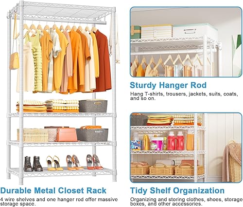 Miniatura 6 de Ulif H4 - Armarios portátiles, perchero de metal de 4 niveles para dormitorio y guardarropa, almacenamiento y organizador de armario, 35.4 pulgadas