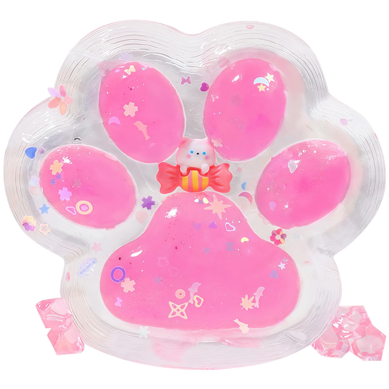 GWAWG Taba Squishy Giant Cat Paw Silicone Squeeze Toy ,Big Soft Stress Relief Fidget Toys, Relaxation Sensory Accessory (Pink)