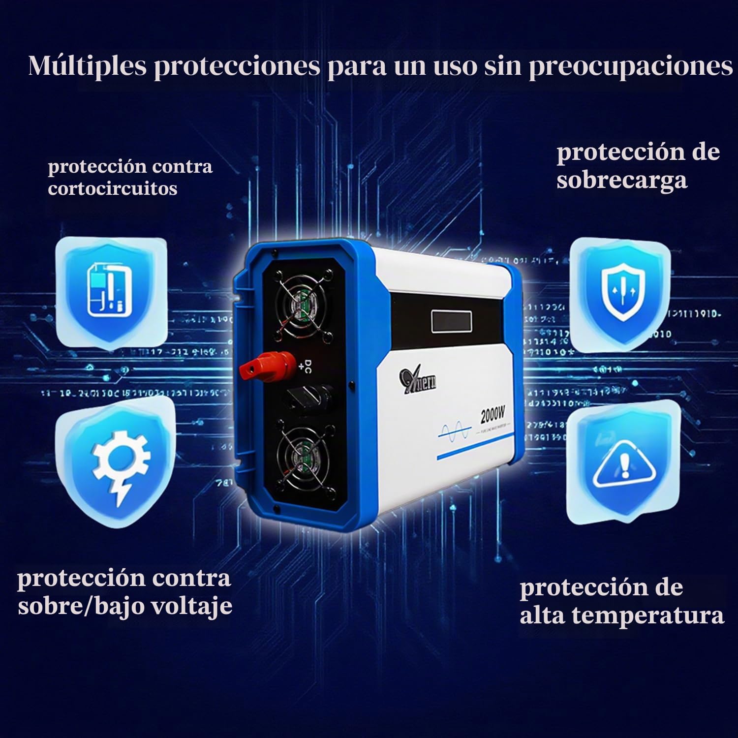 Anern Convertidor 1000W Inversor de Corriente para Coche DC 12V a AC 220V Onda Senoidal Pura Inversor de Coche con Pantalla LED y Puerto USB de 5V para Cargar Viajar Camping