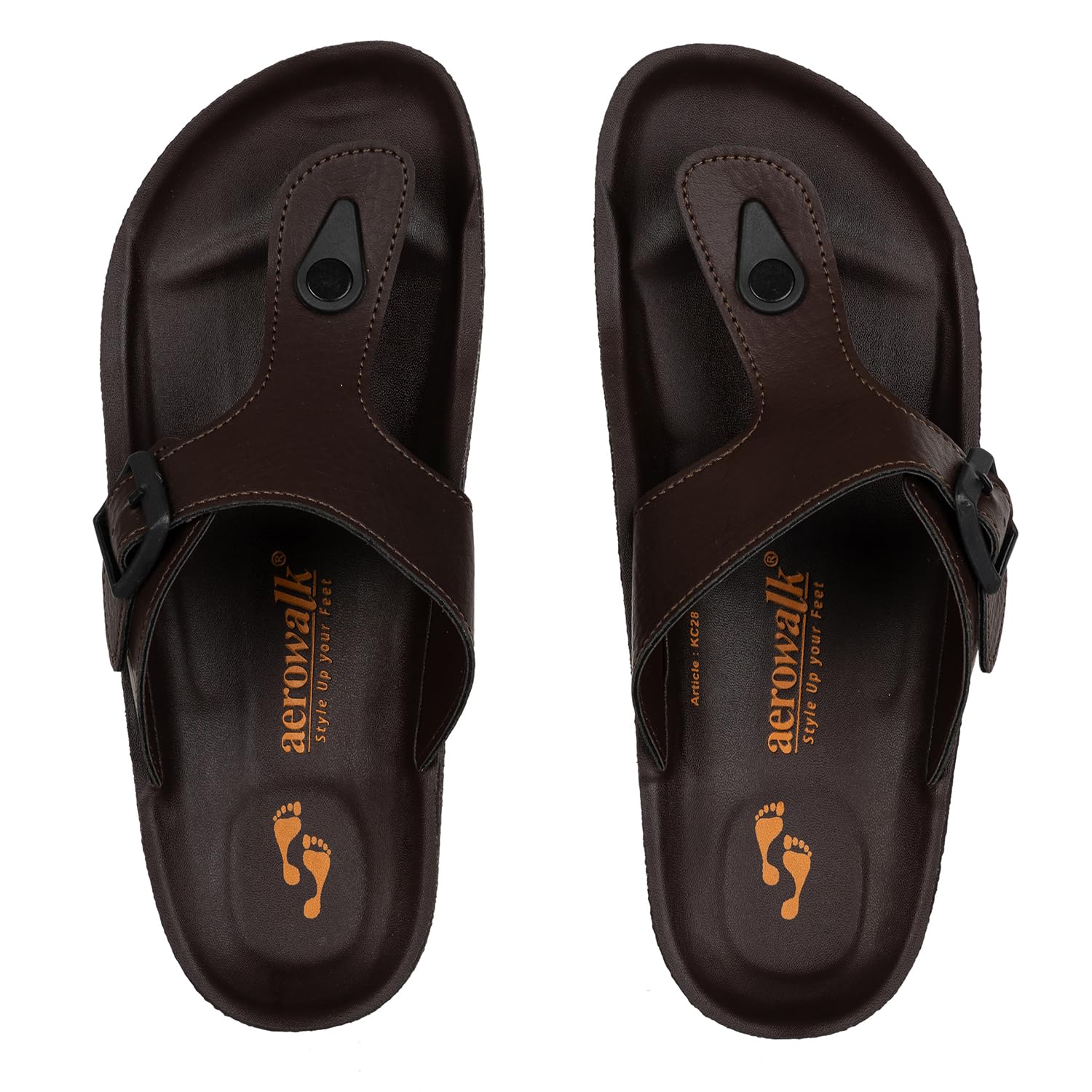 AEROWALK Stylish T-Shape Fashion Slipper for Men | Comfortable | Lightweight | Anti Skid | Casual Office Footwear | (KC28_BROWN_40) (B0CJNTM7NT) Amazon Price History, Amazon Price Tracker