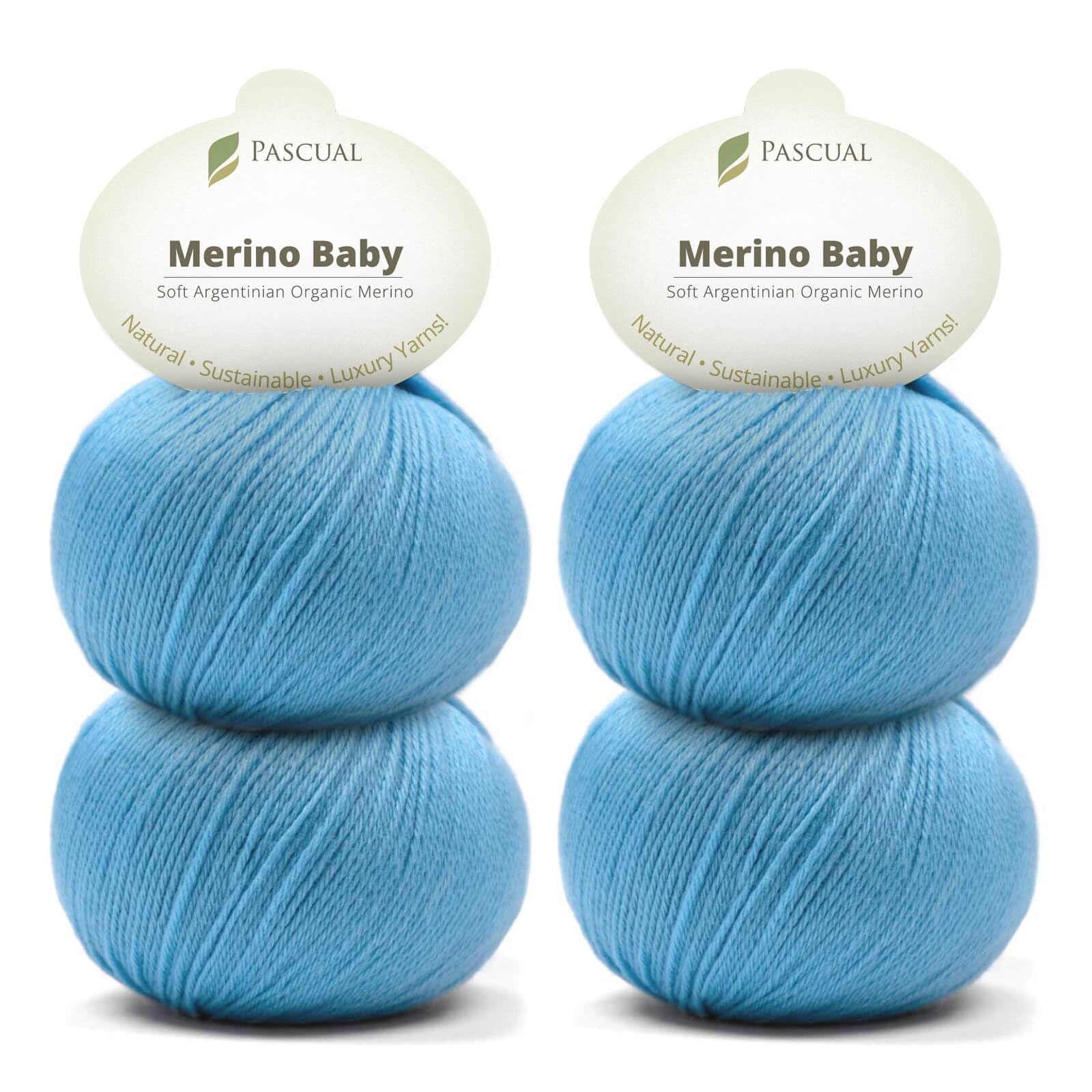 PASCUALI Merino Baby|Strickwolle aus 100% Schurwolle aus Merino, Merinowolle zum Stricken und Häkeln, SET: 4 Knäuel - 200 g, Farbe: Blaue Hortenzie 316