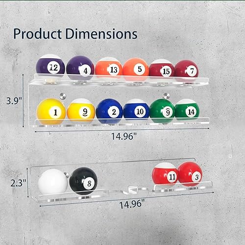 Miniatura 6 de Estante acrílico de la bola de la piscina y estante de la piscina, accesorios de la mesa de billar, soporte de la pared del soporte de la bola de la