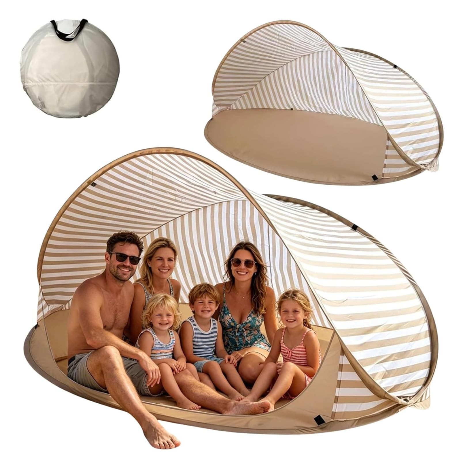 Pop-up Beach Tent for 3-4 People, Pop-Up Upf 50+ Uv Protection Sun Shelter Canopy with Mosquitonet, Portable 78 x 39 x 47 inches, Throw Tent for Family, Camping, Garden, Beaches，185x120x85cm