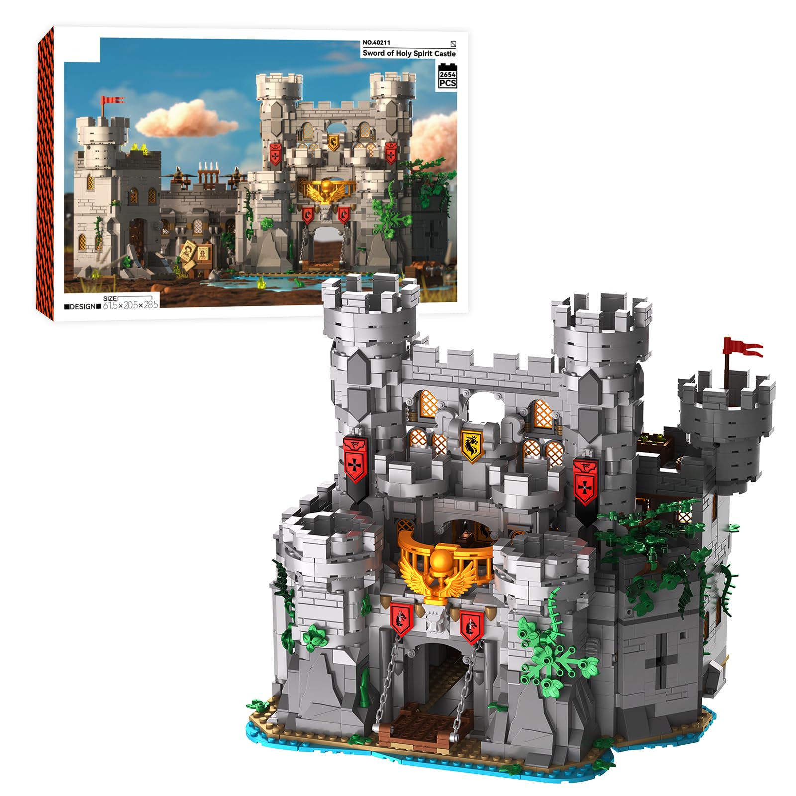 2 in 1 Mittelalter Ritterburg Bausteine Set, Klemmbausteine Haus Schloss Architektur Castle Modular Building für Erwachsene (2484 Teile)