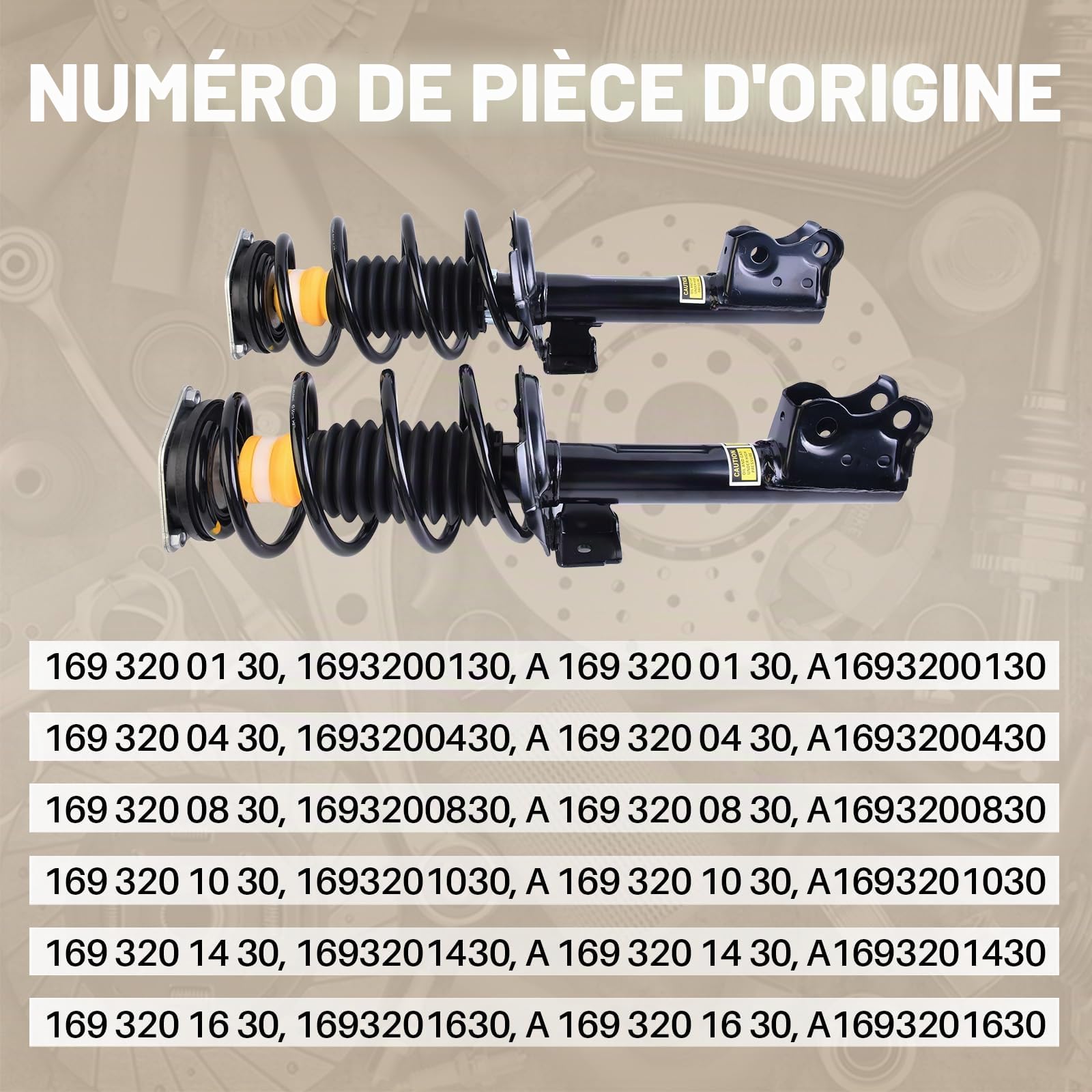 Paire de amortisseurs avant complets 1693200130 1693201430 1693200430 1693200830 1693201030 1693201630 Convient pour Classe A W169 Classe B W2 45