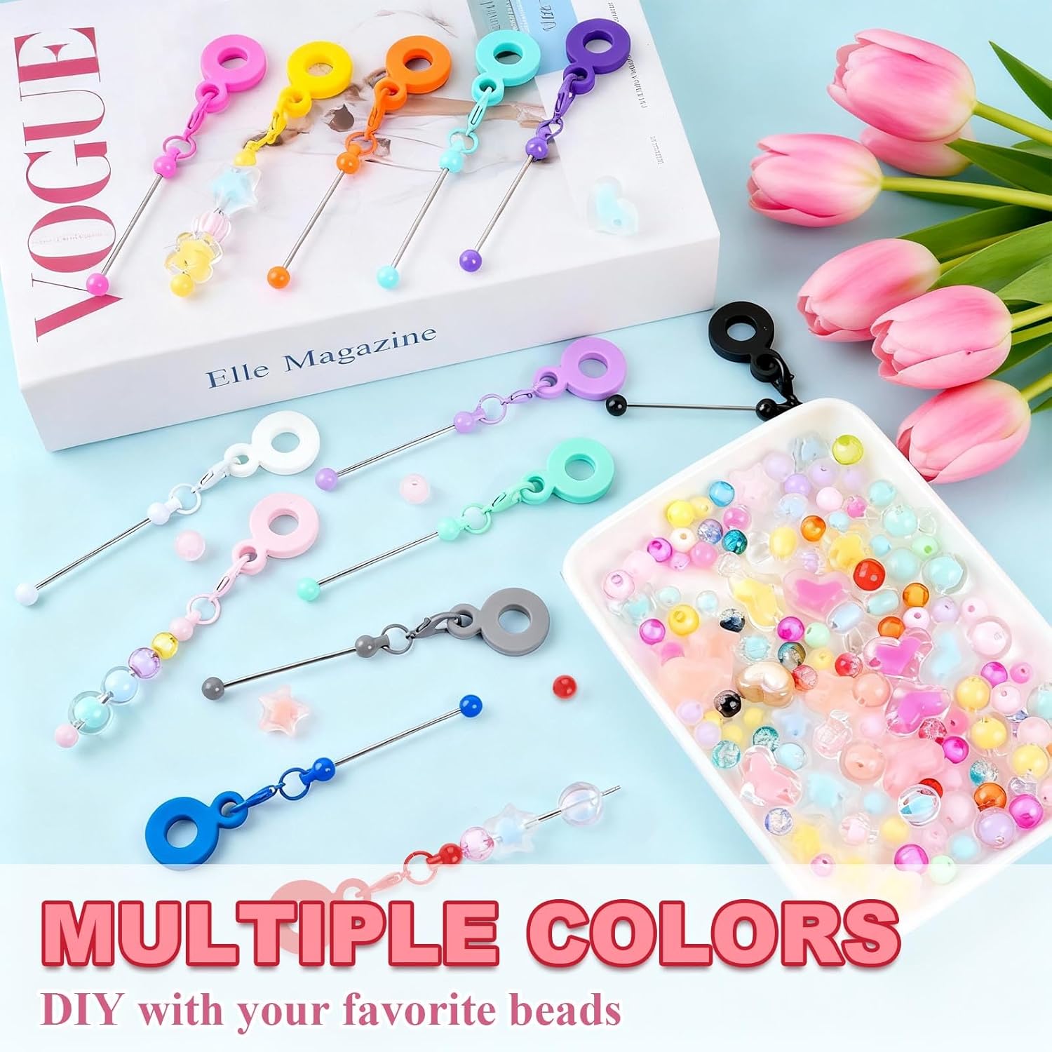 26Pcs Beadable Tumbler Straw Charm Adapters DIY Beaded Straw Toppers Charm Adapters Silicone Tumbler Decoration Charms Pendant Ornament Compatible with Stanley for Jewelry Gift Making Blank - Image 4