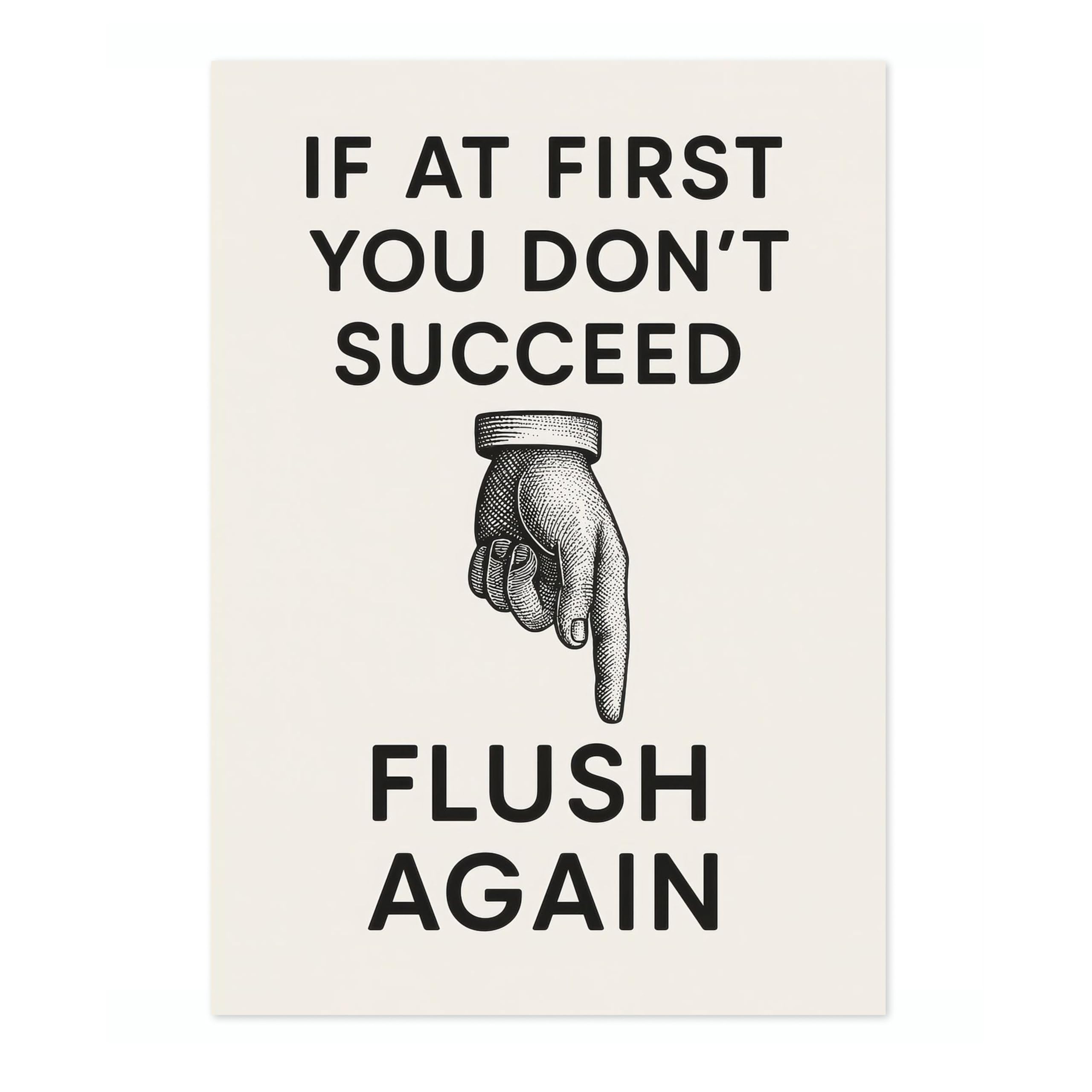 Animato Flush Again Bathroom Quote Poster, Funny Typography Wall Art, Phrases Print, Guest Bathroom Art, Toilet Room Retro, A2 (Print Only) - 59.4x42cm