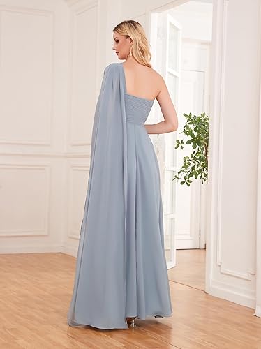 Miniatura 2 de Vestidos de dama de honor de un hombro para boda, vestido largo de gasa, vestidos formales plisados