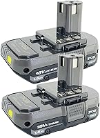 Vista 1 de RYOBI P102 18V One+ Compact Lithium Ion Battery, 2 Pack