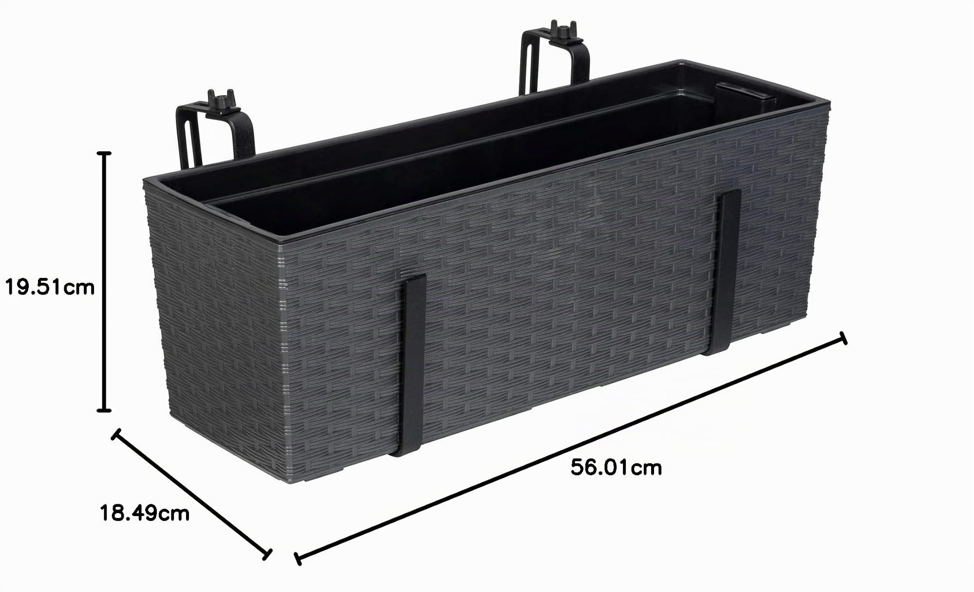 Kreher XL Balkonkasten Pflanzkasten mit Wasserspeicher (Anthrazit) – Ansicht 7