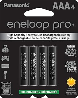Panasonic BK-4HCCA4BA eneloop Pro AAA High Capacity Ni-MH Pre-Charged Rechargeable Batteries, 4 Pack