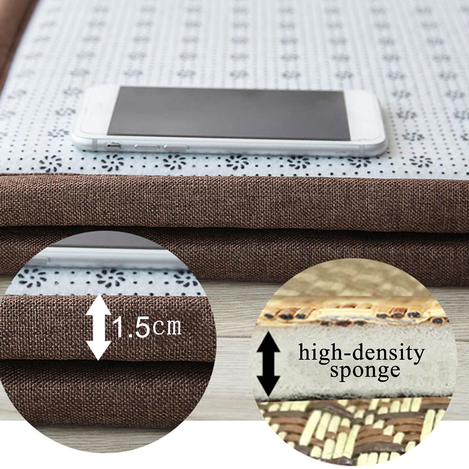Naturfasern Bambus Teppich, 2 cm Dicker, Rutschfester Wohnzimmer-Teppich, Schwammfüllung Antikollisions-Bodenmatte Im Japanischen Stil for Büro-Balkon-Eingang