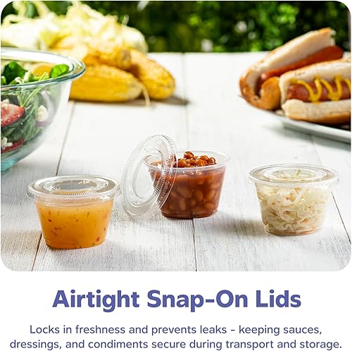 Miniatura 3 de Recipientes de plástico descartables con tapa para separar porciones o hacer souffle, 4 onza, Transparente