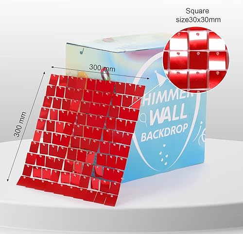 Miniatura 7 de Telón de fondo rojo con lentejuelas brillantes, 24 paquetes para decoración de fiestas, fotografía, boda, fiesta, panel de pared
