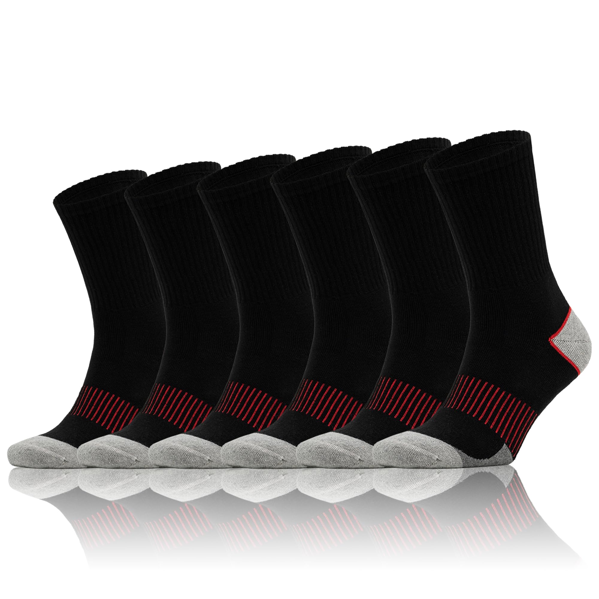 SONNORS 6 Pairs Mens Black Socks, Anti Blister Athletic Women Sports Socks, Breathable Moisture-Wicking Cotton Running Trainer Hiking Socks (6-8)
