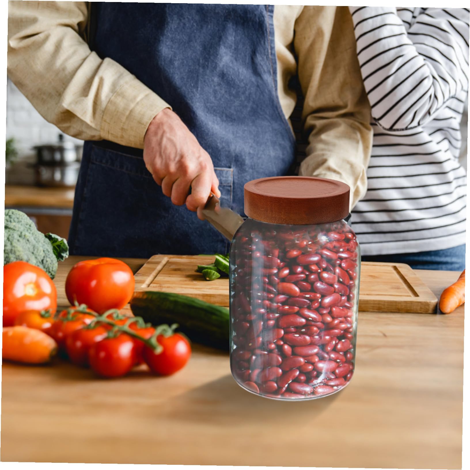 GALPADA Vorratsglas 2800ml aus Glas mit Holzdeckel für Trockenlebensmittel | Luftdichter Behälter, für Kaffee und Nüsse, Leicht zu Reinigen und Nachzufüllen