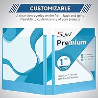 Vista 4 de Carpeta de 3 anillos de 1 pulgada con 2 bolsillos interiores, carpetas básicas de 1 pulgada con capacidad para papel de tamaño carta estadounidense