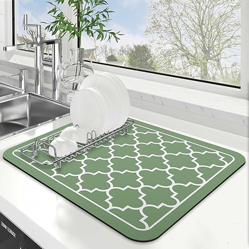 Miniatura 17 de WISELIFE Tapete de secado de platos súper absorbente, tapete de secado de platos grande para encimera de cocina, tapete de secado de platos fácil