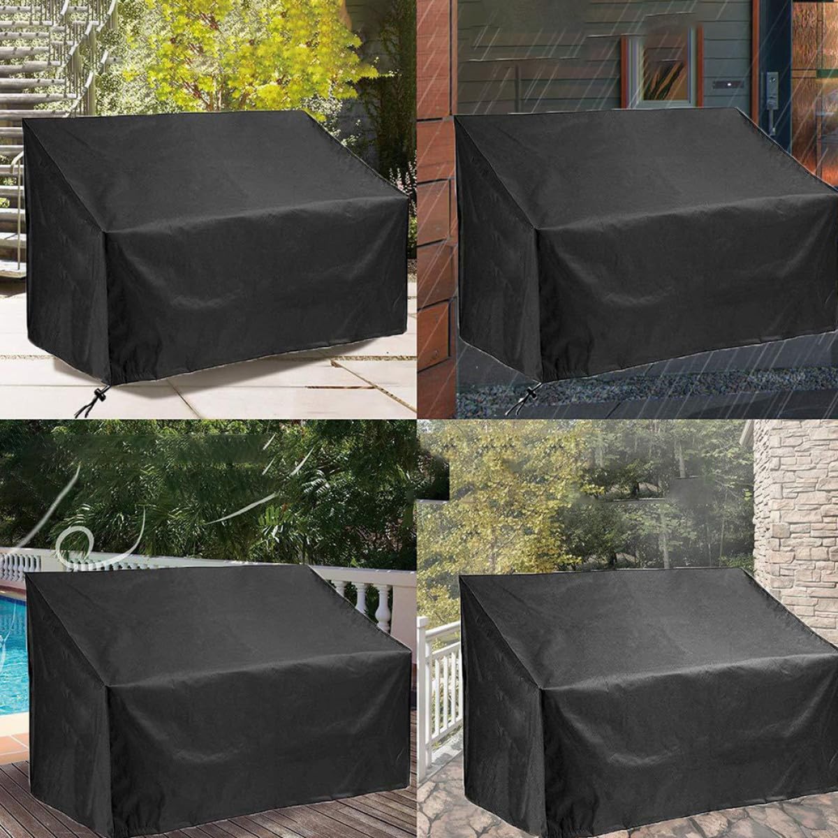TOYANDONA Copertura Protettiva per Panchine da Giardino Nero Oxford Antirughe Anti-uv per Mantenimento Esterno