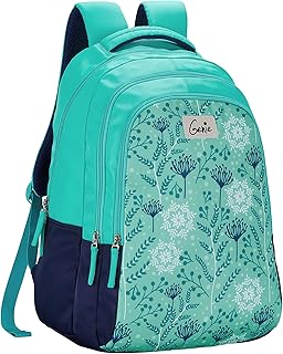 Genie School Backpack for Girls |19 In-36 Ltr with Three Compartments, Side Pockets and Light Weight with Padded Shoulders...