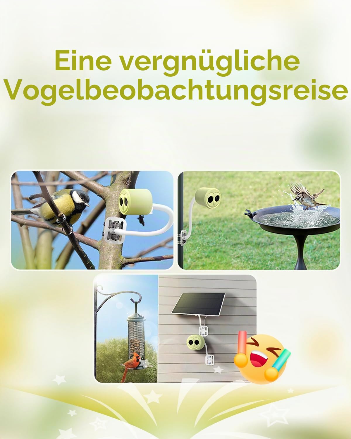 Hibird 4K HD Smart Bird Feeder Kamera, solarbetrieben, 2.4G/5G Dual WiFi, 6X Zeitlupenvideo, KI identifiziert 10.000+ Arten