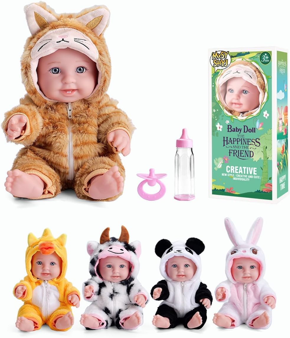 12 Inch Baby Doll with Panda Sleeping Bag, Bottle & Pacifier | Realistic Baby dolls Toddler Doll for 3+ Year Olds Girls – Pretend Play Gift Set