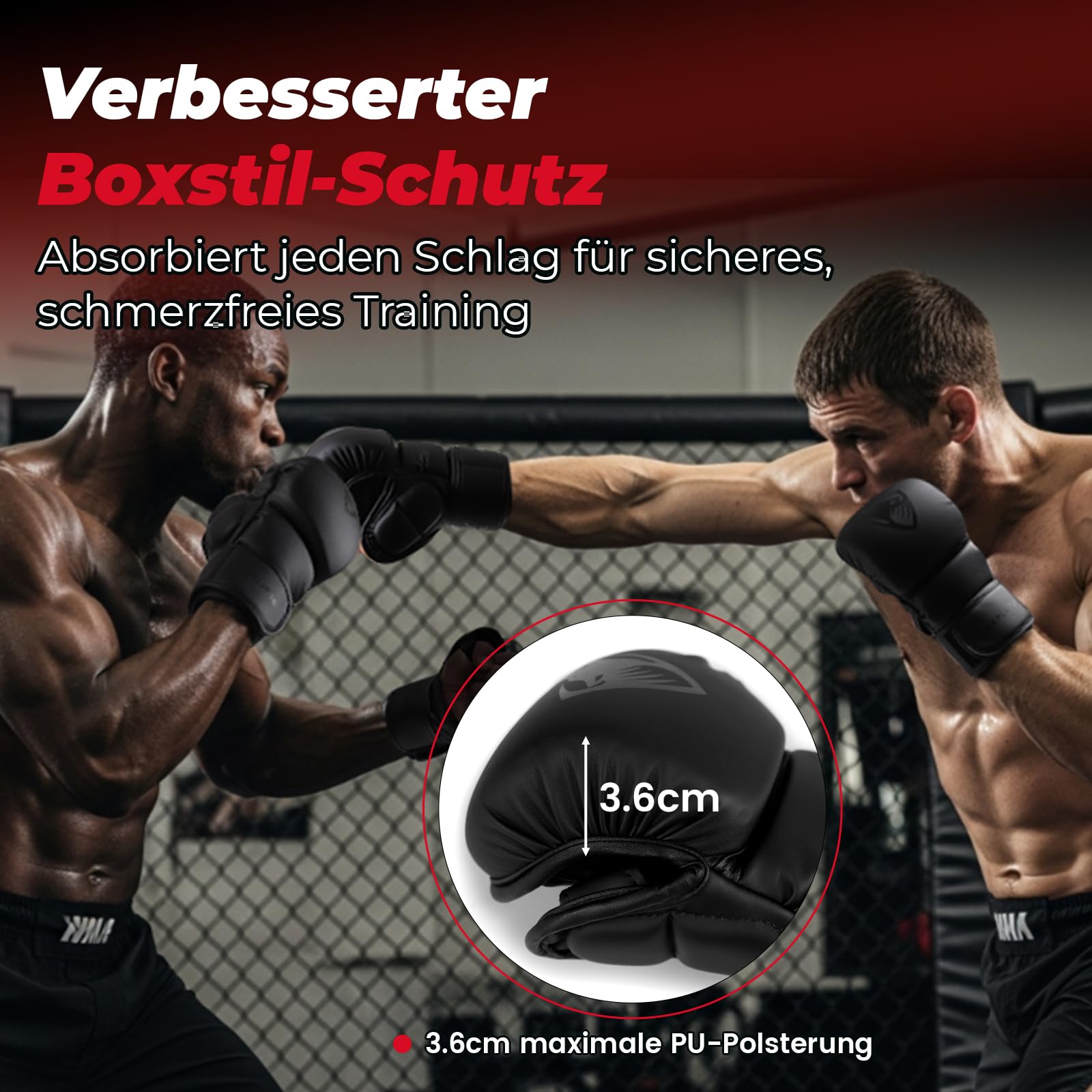 LIBERLUPUS MMA Handschuhe Sparring– Offene Handfläche für Sandsackhandschuhe, Kickboxen, Boxsack Training – Strapazierfähiges Kunstleder mit Handgelenkstütze