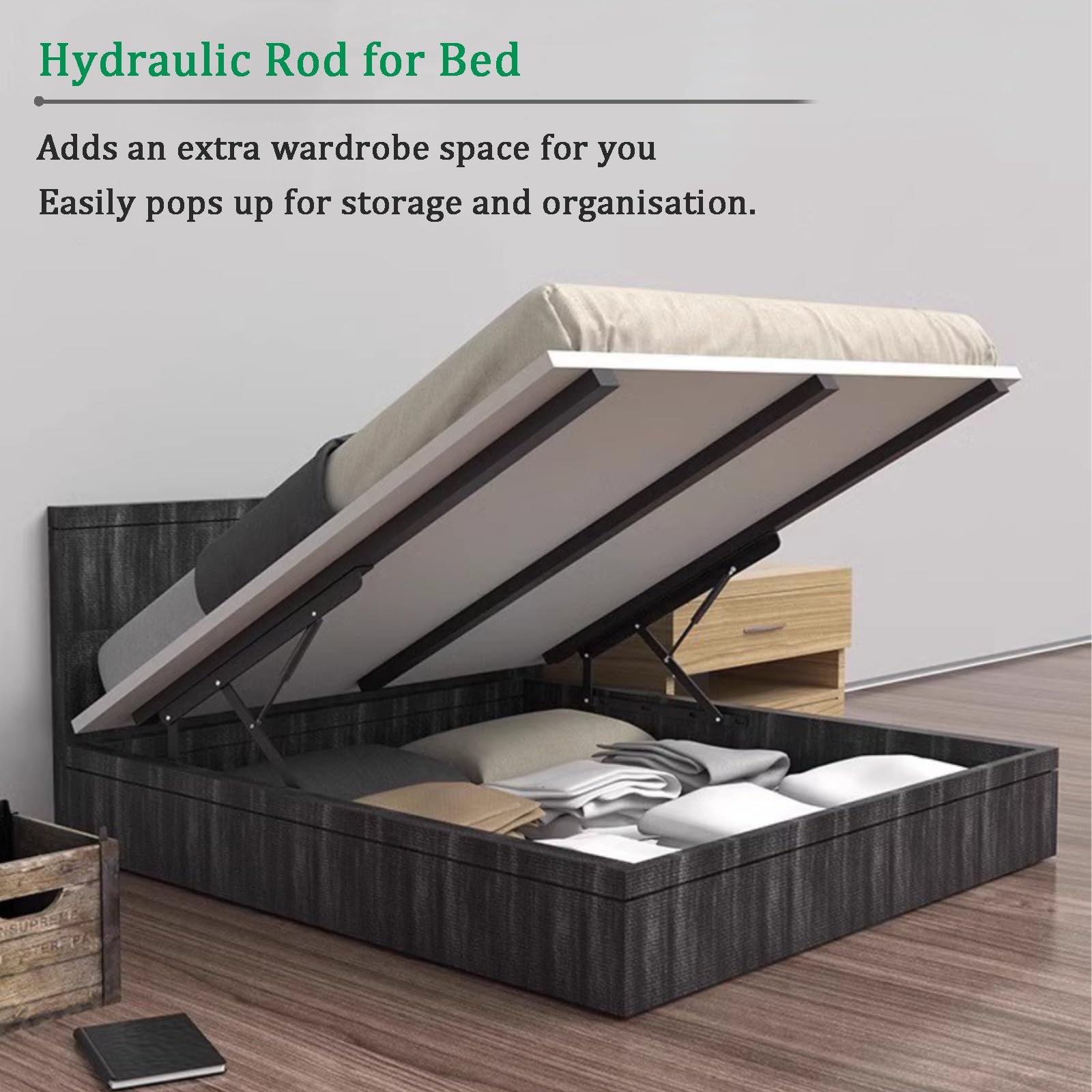 ROFBIHG Mécanisme de levage de lit à gaz robuste - Kit de levage pneumatique pour lit de rangement - Pour lit de rangement - Pour lit et canapé - Économie d'espace - Projet de bricolage (0,75 m)