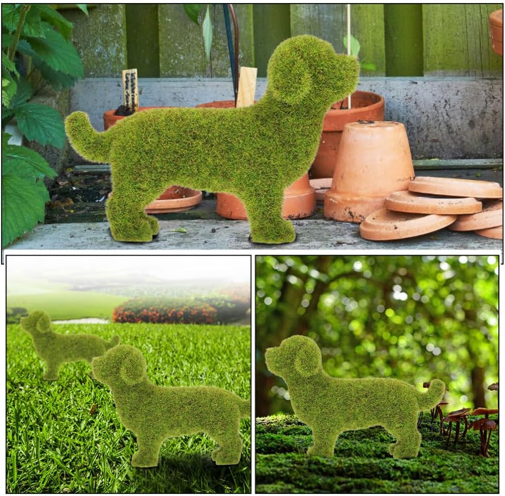 GANAZONO Simulated Puppy Ornaments 2Pcs Flocking Animal Figurines for Outdoor Garden Patio Backyard Decoration Small Animal Landscape Statue 6.88X4.80X2.16In - Image 4