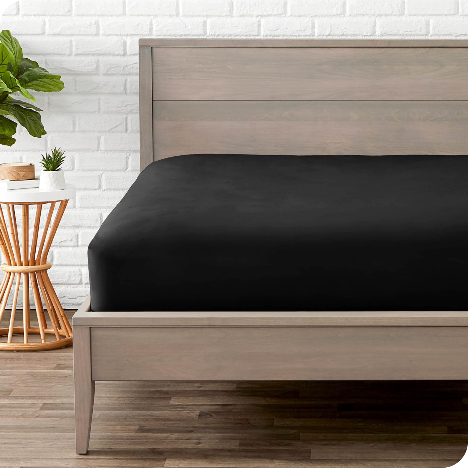 Bare Home Microfiber Fitted Sheet with Bed Skirt Bundle (King, Black)