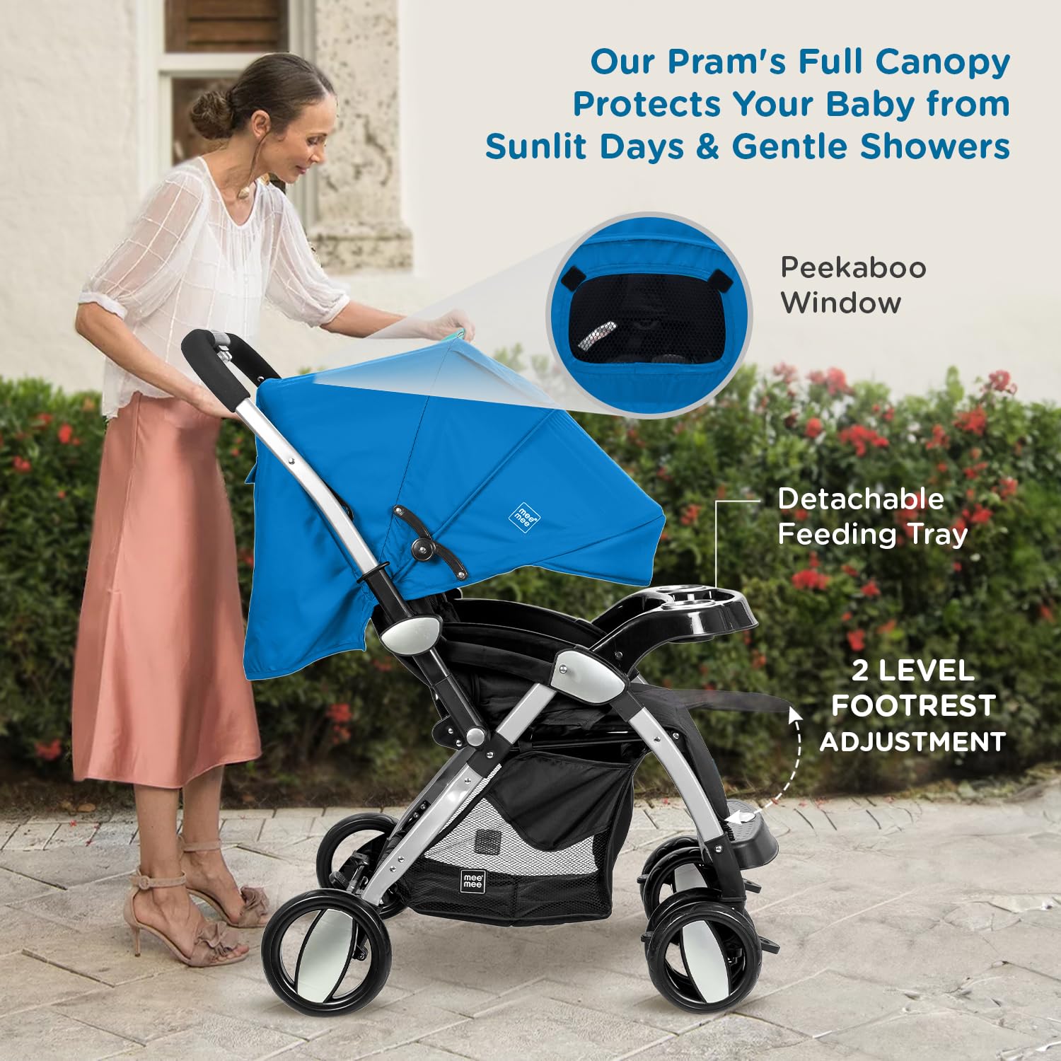 Mee Mee Dream Star Pram: Lightweight & Easy to Fold -5