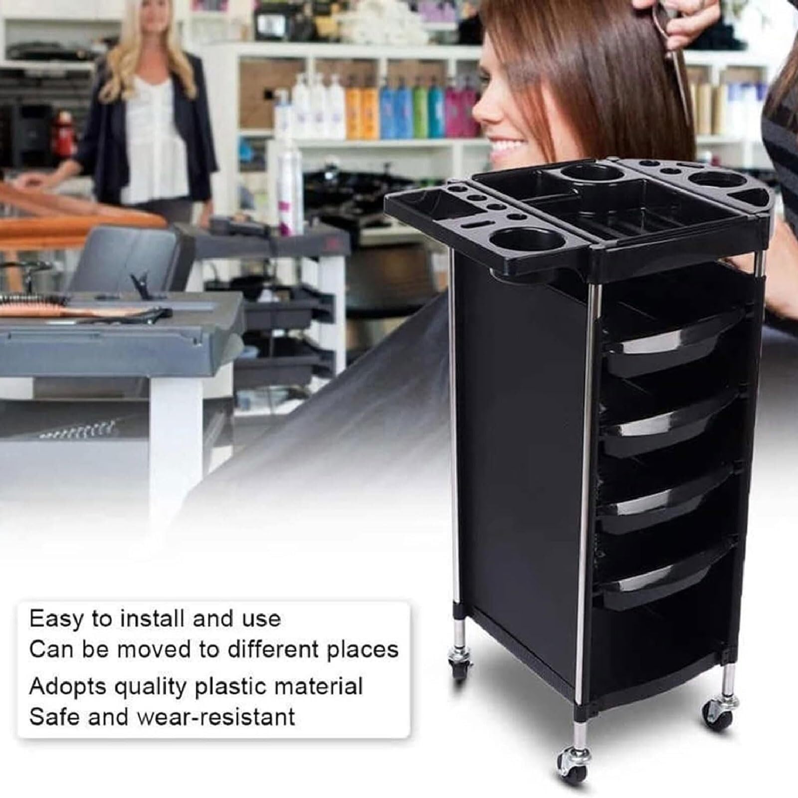 Carrito de 6 niveles para esteticista con ruedas giratorias, bandeja de tatuajes, peluquería, carrito de almacenamiento de belleza para clínica, spa
