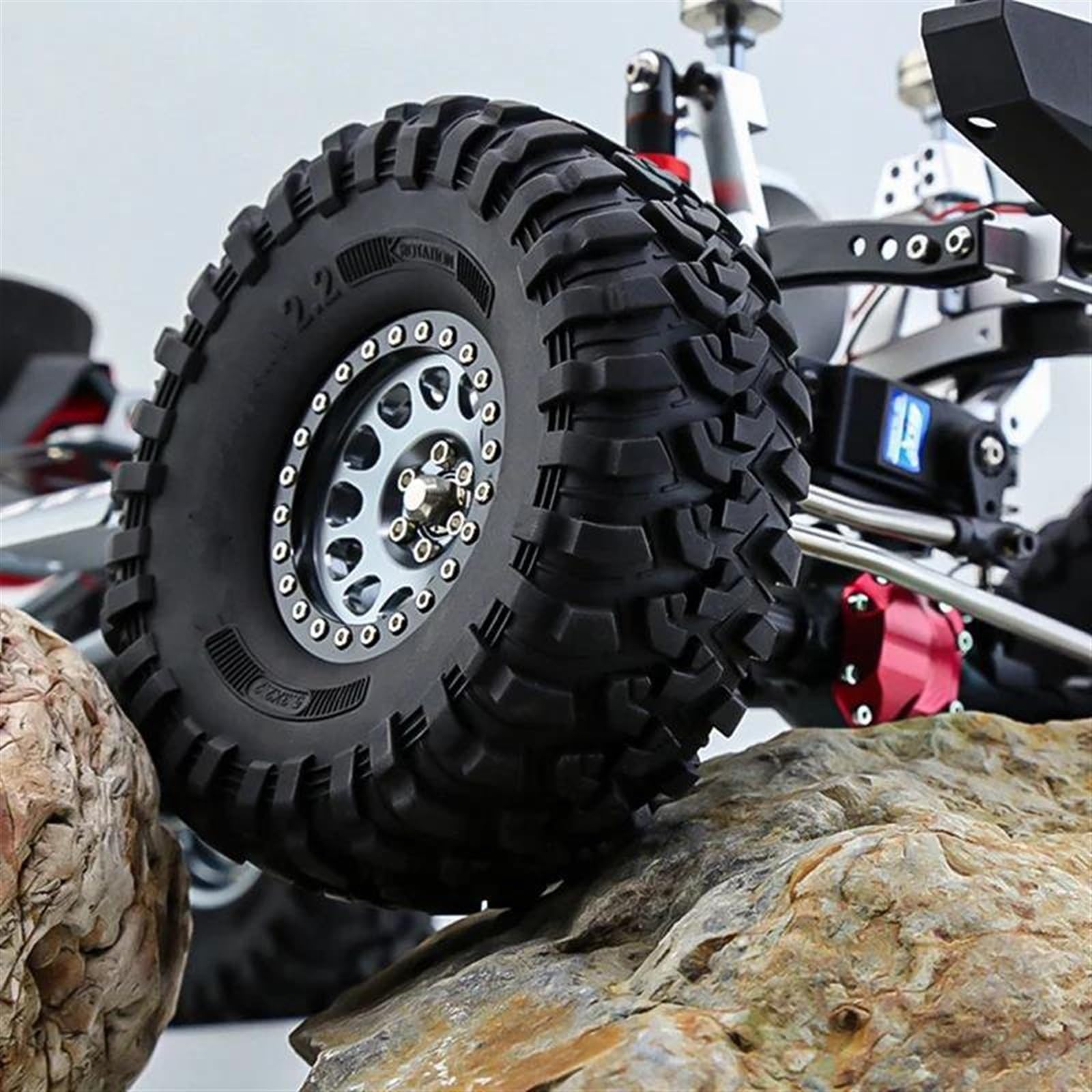 RC Car Pneumatico Ruota Compatibile con Assiale per SCX10 RR10 per Wraith per Traxxas TRX4 TRX6 4 Pezzi 130 Mm 2.2 Pneumatici in Gomma per Ruote per 1/10 RC Crawler Car
