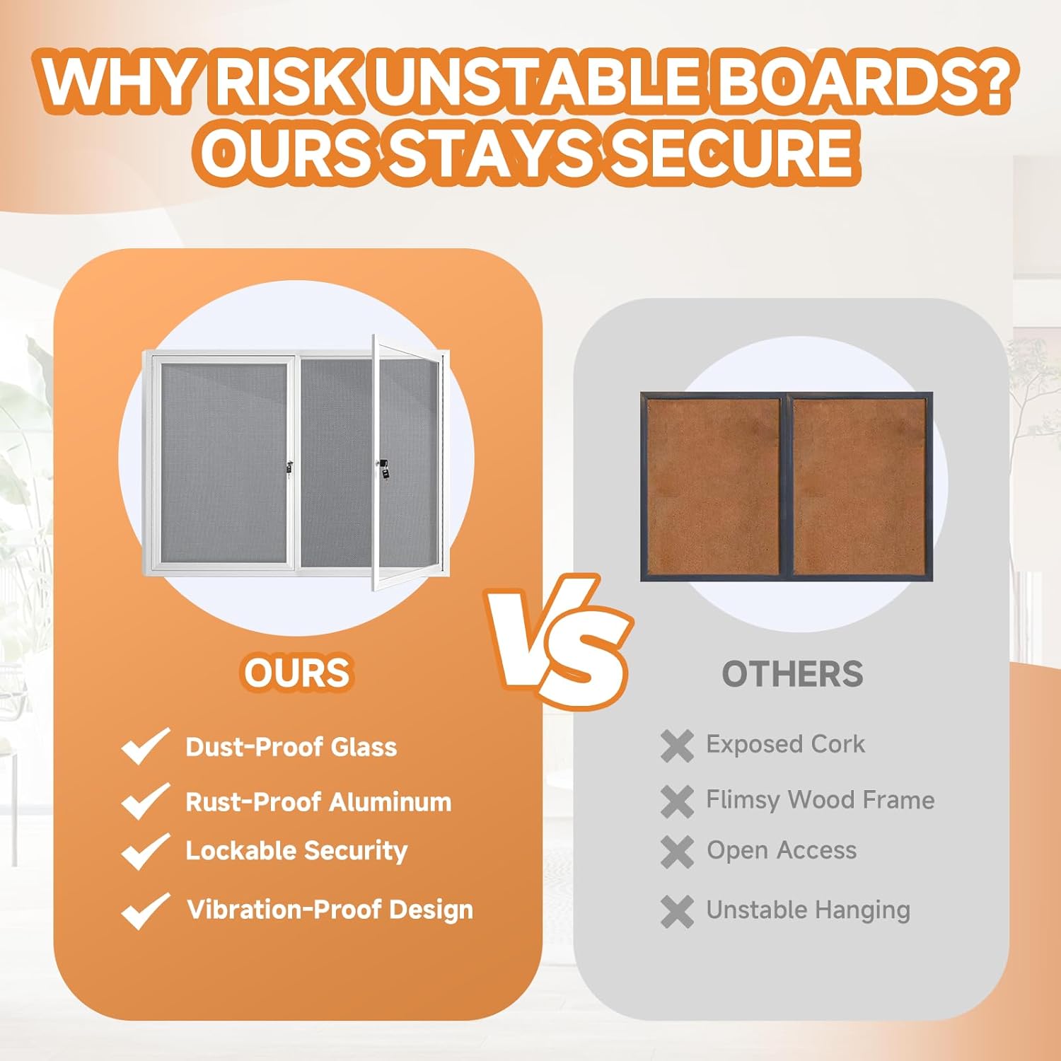 Enclosed Bulletin Board with Locking Door, Outdoor Bulletin Board Weatherproof, Lockable Display Case for Home, Office, and Community Use(31.5" L x 43.3" W Gray)