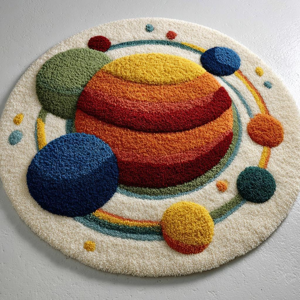 DIY Latch Hook Rug Kit Space Planets 50x50cm