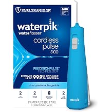 Waterpik Cordless Pulse 3100 Portable Water Flosser, Rechargeable, Cyan 