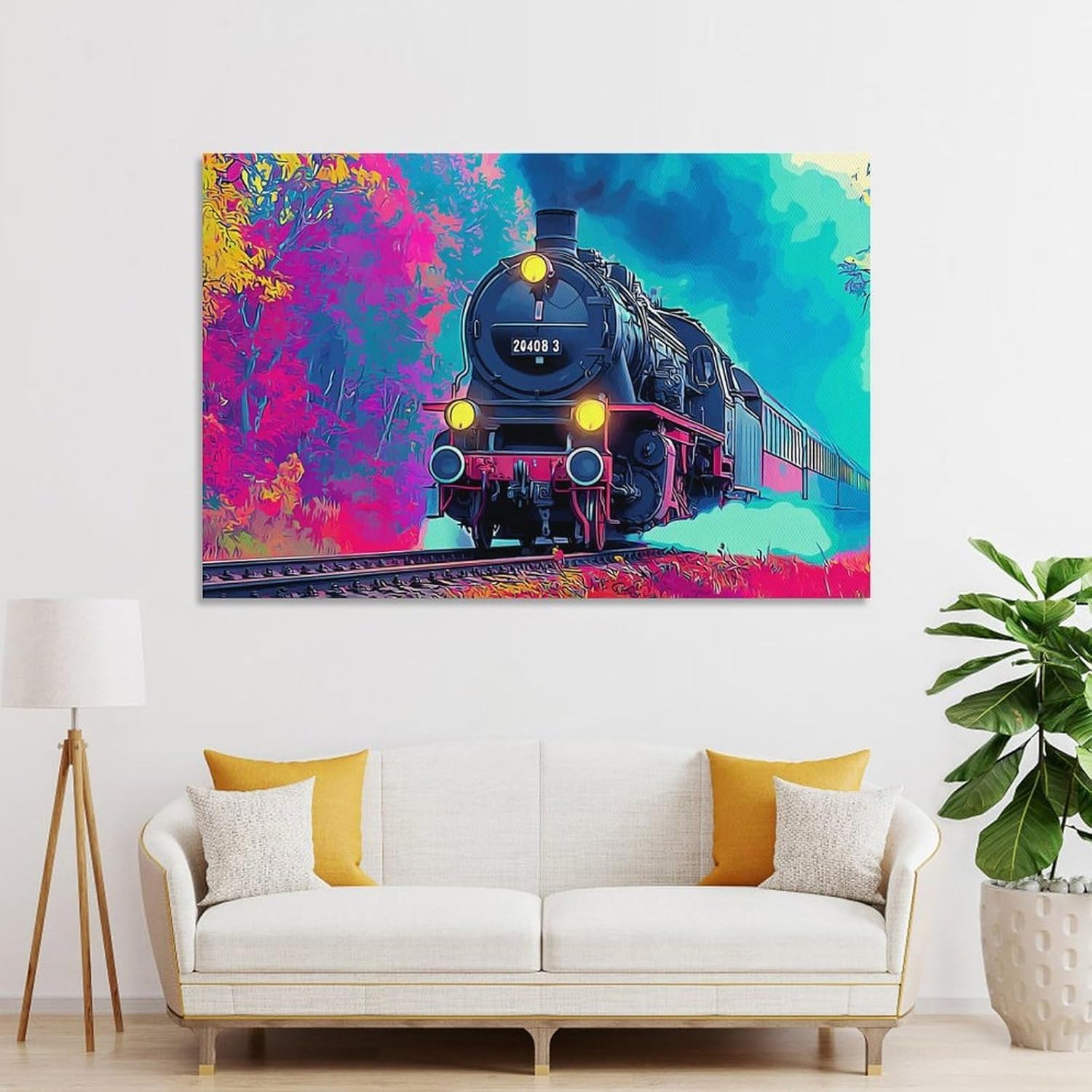 sinyumoney Colorful Steam Train Journey -7 Décoration Murale Pour Salon ...