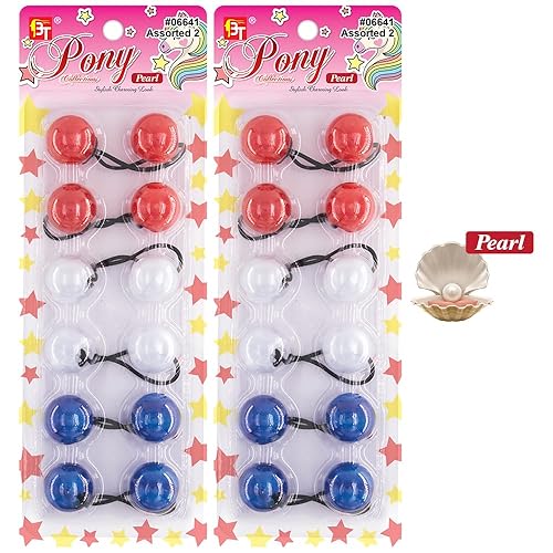 Miniatura 2 de Beauty Town 12 ligas para el cabello de 0.98 pulgadas para niñas con bolas de burbujas para coleta, perlas surtidas 2, accesorios para el cabello