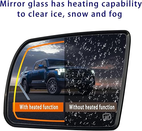 Miniatura 5 de Espejo de repuesto para el lado izquierdo del conductor para Toyota Sequoia 2008-2017 Toyota Tundra 2007-2020 - Espejo lateral del conductor, para
