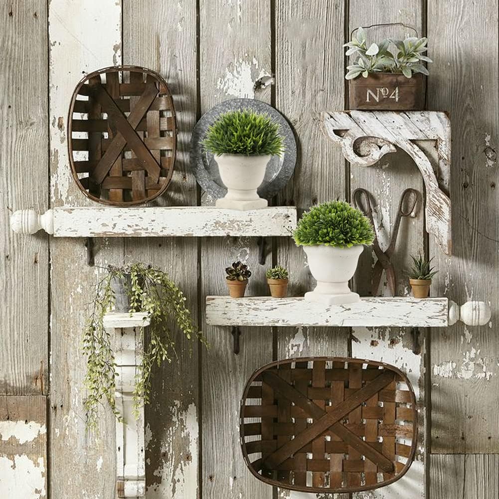 Briful Small Fake Plants 3 Pcs Mini Artificial Plants Faux Plants in Pots for Home Living Room Table Bedroom Desk Bathroom Shelf Green Grass Topiary Shrubs