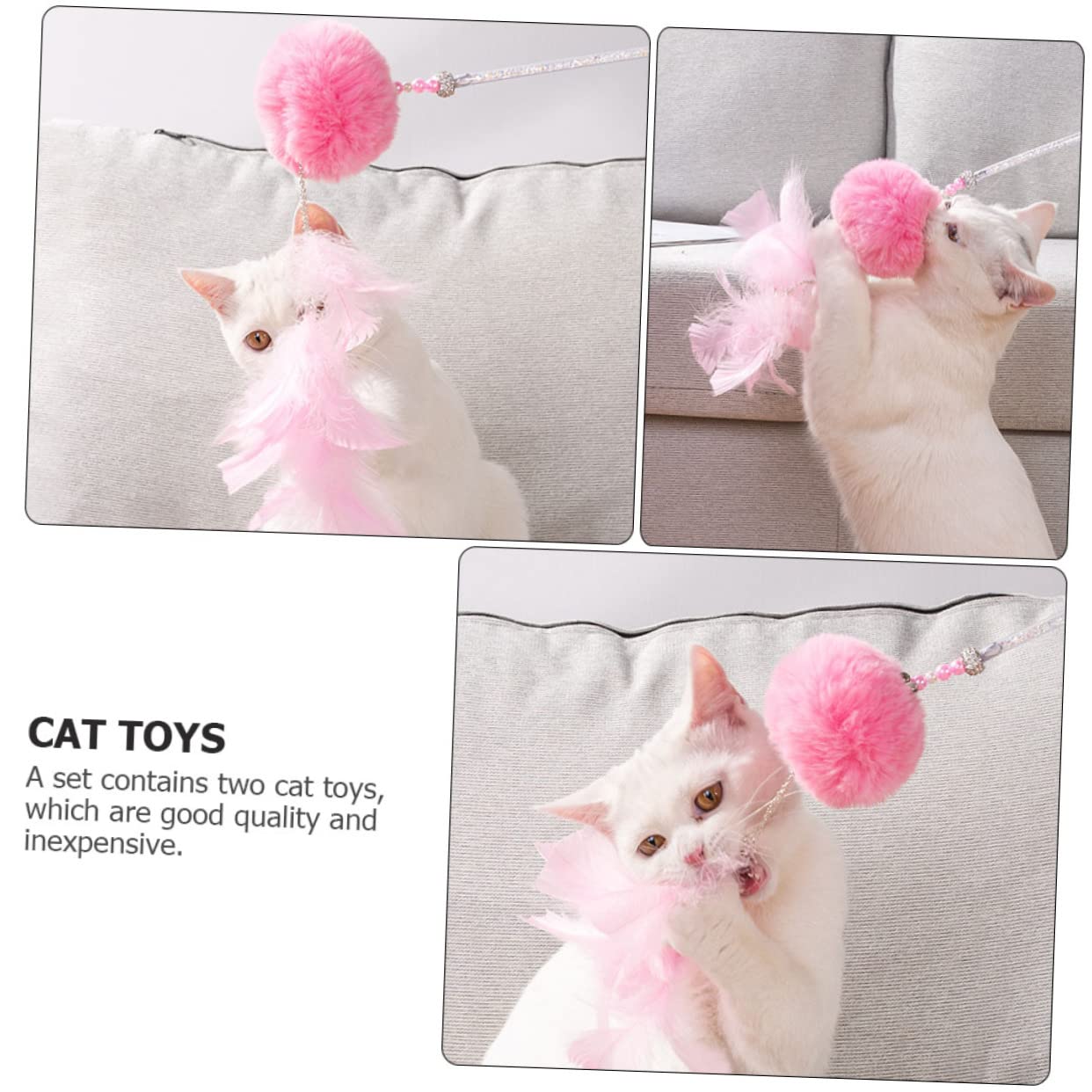 Supvox 6stücke Katzen-Spielzeug Mit Plüschbällen Interaktive Teaser-Sticks Für Katzen Geeignet Für Spiel Und Bewegung Handgefertigt Für Katzenliebhaber