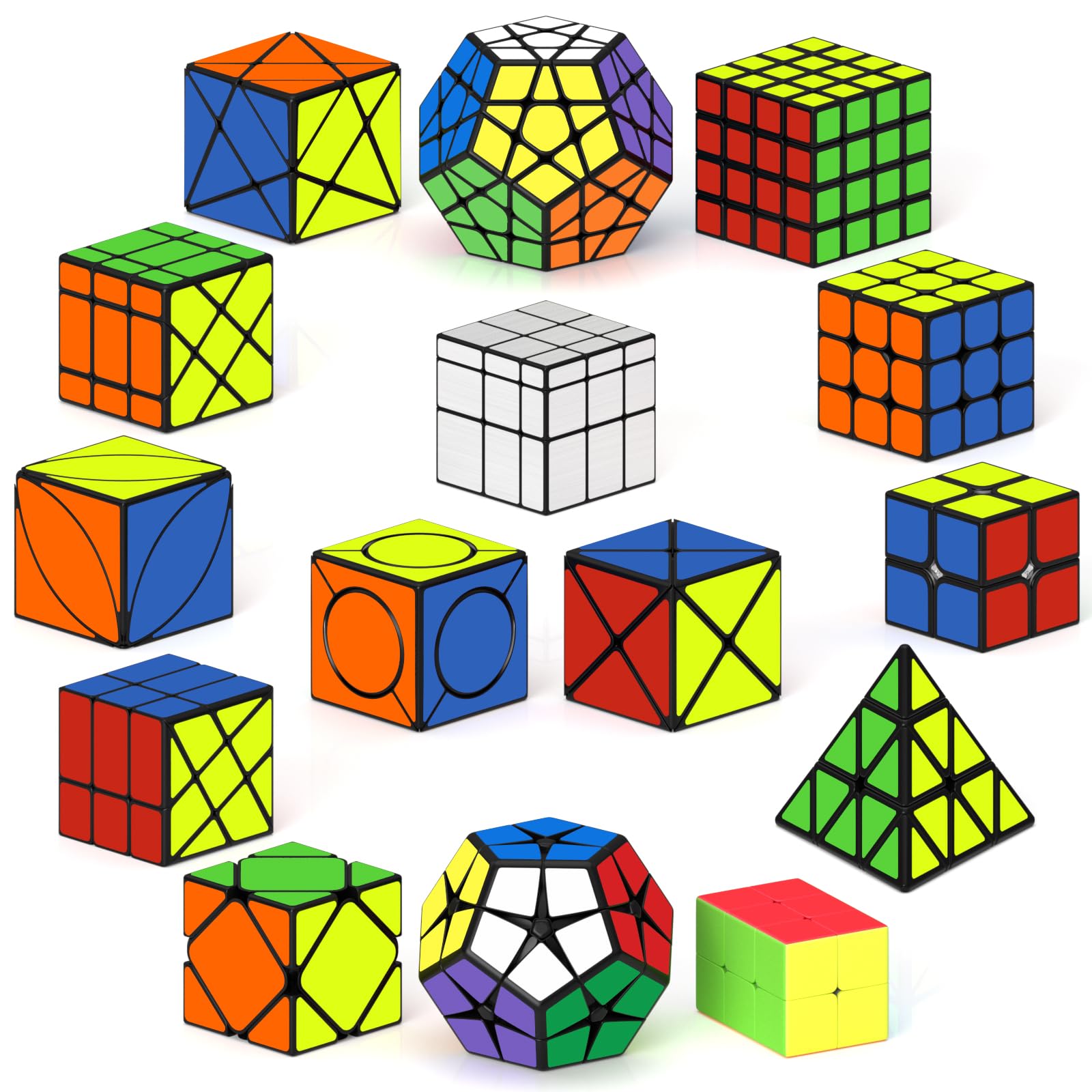 ROXENDA Magic Cube Set 2X2 3X3X3 2X2X3 4X4X4Pyramid Dodecahedron