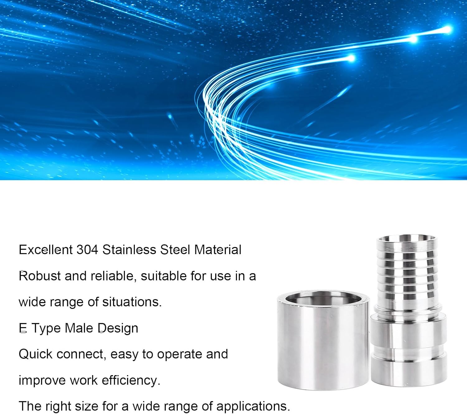 Hose Cam and Groove Coupler, 304 Stainless Steel 1.5 Inch E Type Male Quick Connector - Stainless Steel Quick Connector, Hose Fitting, E Type Male Coupler, Hose Shank Fitting