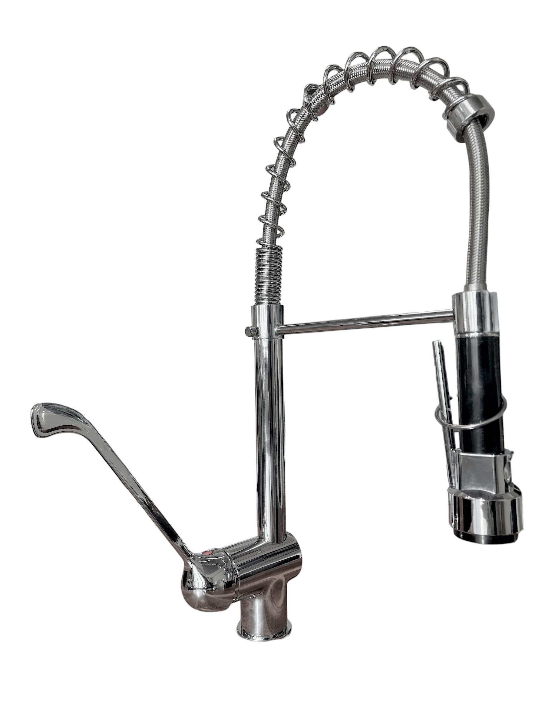 BAGNOCLIC | Miscelatore cucina industriale | Acciaio inox, leva lunga, doccetta con leva | Controllo preciso, installazione semplice | Rubinetto professionale versatile