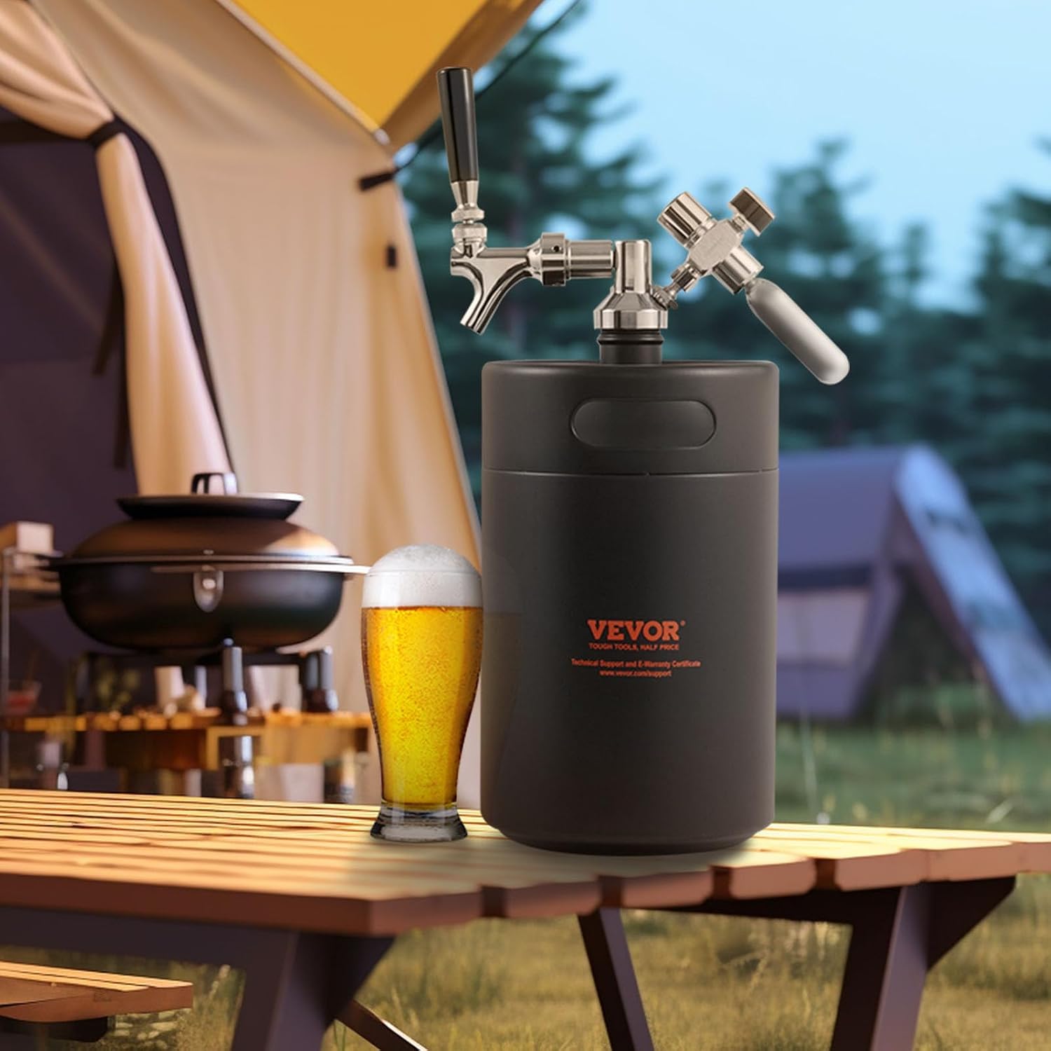 Beer Growler Tap System, 170Oz 5L Mini Keg, 304 Stainless Steel Pressurized Beer Growler, Keg Growler with Pressure Display, CO2 Regulator Faucet, Leak-Proof Ring For Draft, Homebrew, Craft Beer
