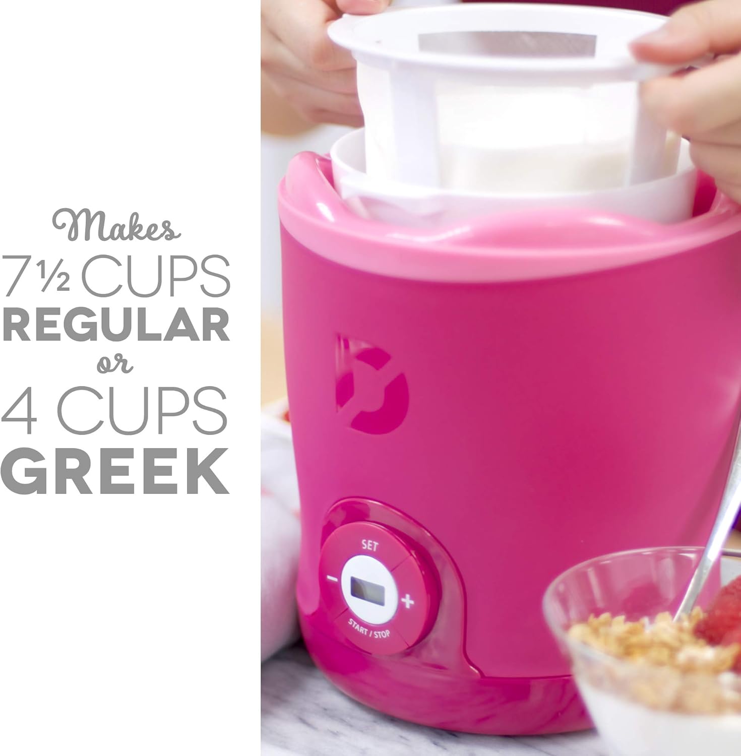 Dash Greek Yogurt Maker Machine with LCD Display + 2 BPA-Free Storage Containers with Lids, Blue: Kitchen & Dining