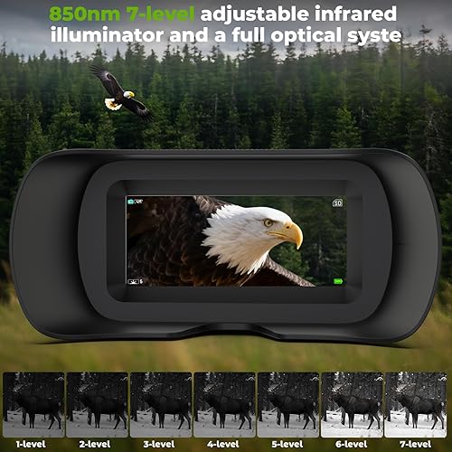 Miniatura 4 de WOSPORTS Gafas de visión nocturna 4K, zoom óptico de 10X y digital de 8X, rango infrarrojo de 1315 pies, batería recargable de 5000 mAh, IPX Verde